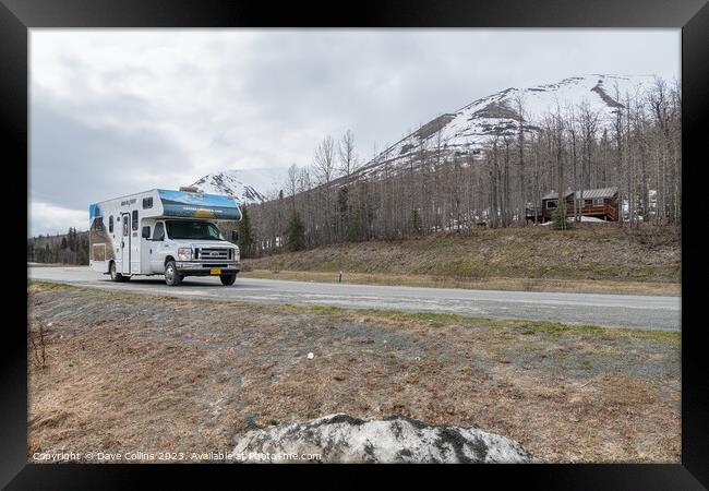 Cruise America Motor-home parked on Alaska Highway 1 on the Kenai Peninsular, Alaska, USA Framed Print by Dave Collins