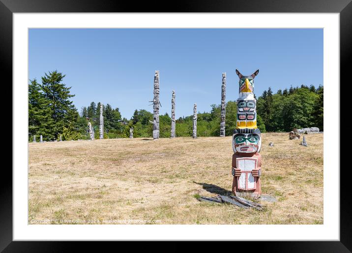 Ceremonial Totem Poles in the Namgis Burial Grounds in Alert Bay, British Columbia, Canada Framed Mounted Print by Dave Collins