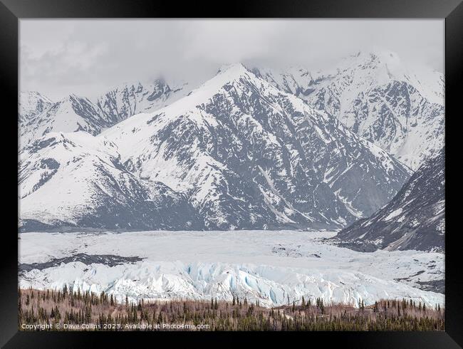 Matanuska Glacier face with snow covered mountains behind in Alaska, USA Framed Print by Dave Collins