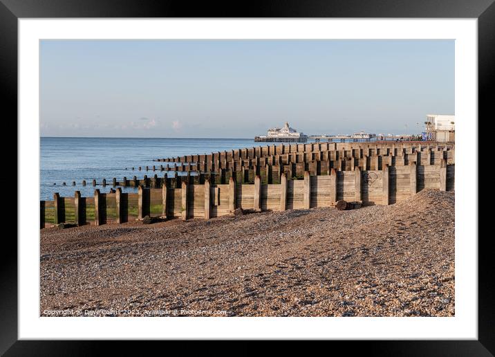 Eastbourne Pier and Beach with a clear blue sky and calm seas, Eastbourne, England Framed Mounted Print by Dave Collins