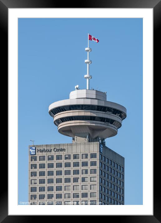 The Vancouver Lookout at the top of the Harbour Centre building with the Canadian flag, Vancouver, Canada Framed Mounted Print by Dave Collins