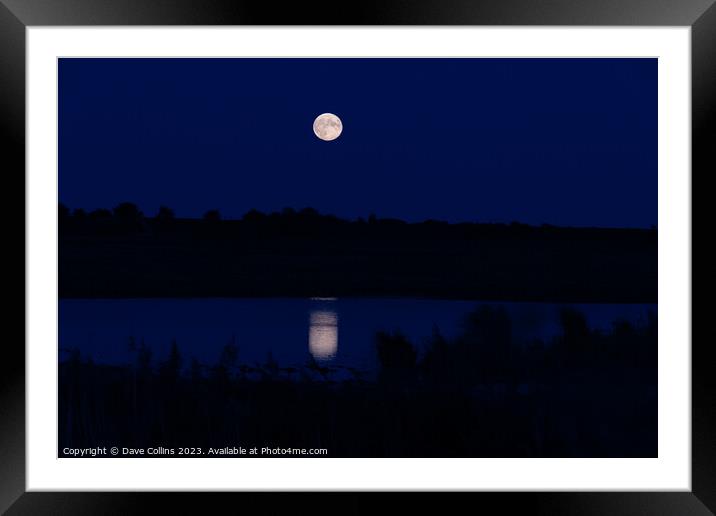 Moon Rising over and reflected in Frampton Marsh, Lincolnshire, England Framed Mounted Print by Dave Collins