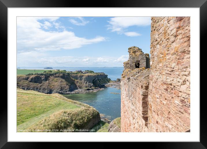 The North West wall of Tantallon Castle with Gin Head on the East Lothian coast line beyond, North Berwick, East Lothian, Scotland Framed Mounted Print by Dave Collins