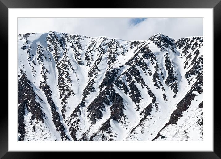 Partly snow covered mountains during spring, Alaska, USA Framed Mounted Print by Dave Collins