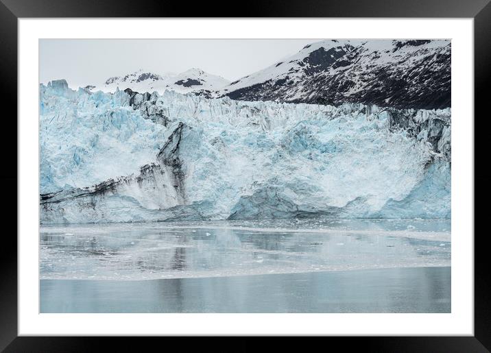 The ice and moraines at the front of a glacier, Alaska, USA Framed Mounted Print by Dave Collins