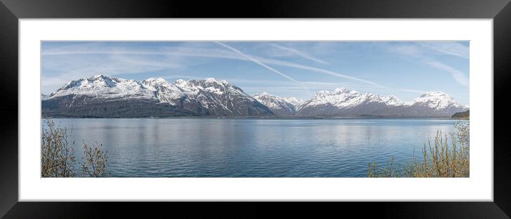 Panorama of the mountains at the end of Port Valdez inlet, Alaska Framed Mounted Print by Dave Collins