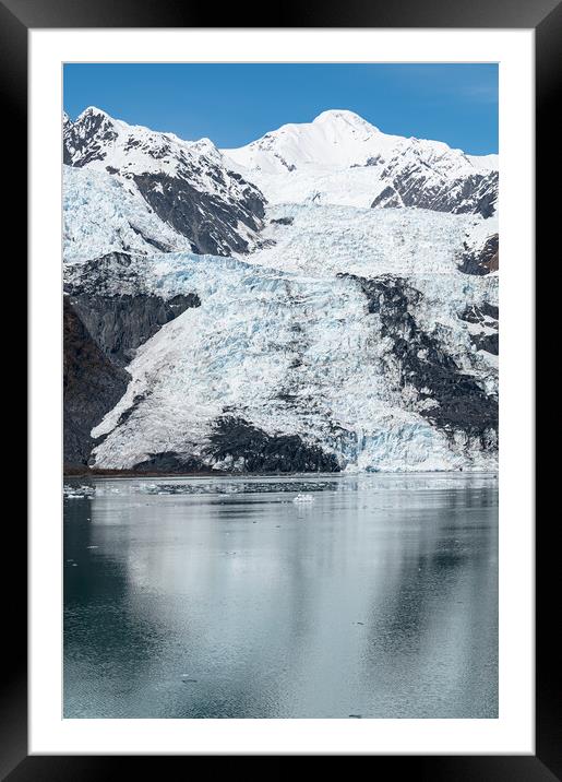 Tidewater Glacier reflected in the calm waters of College Fjord, Alaska, USA Framed Mounted Print by Dave Collins