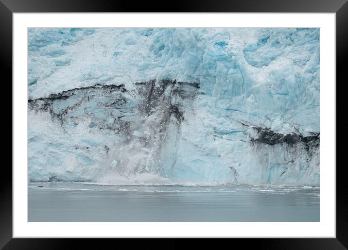 Ice falling from the front of a Tidewater Glacier, Alaska, USA Framed Mounted Print by Dave Collins