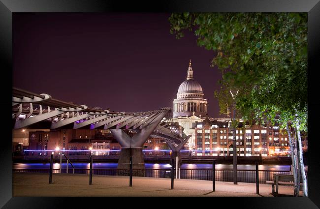 Millennium Bridge & St Paul's Cathedral Framed Print by Dave Collins