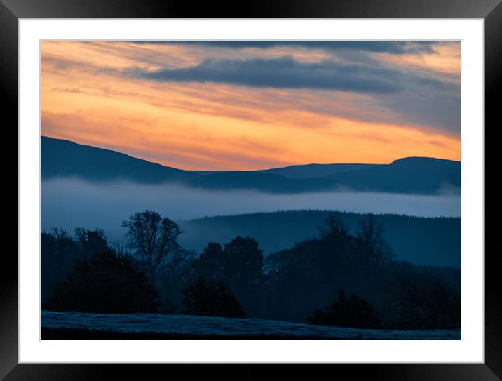 Early Morning mist in the hills. Framed Mounted Print by Dave Collins
