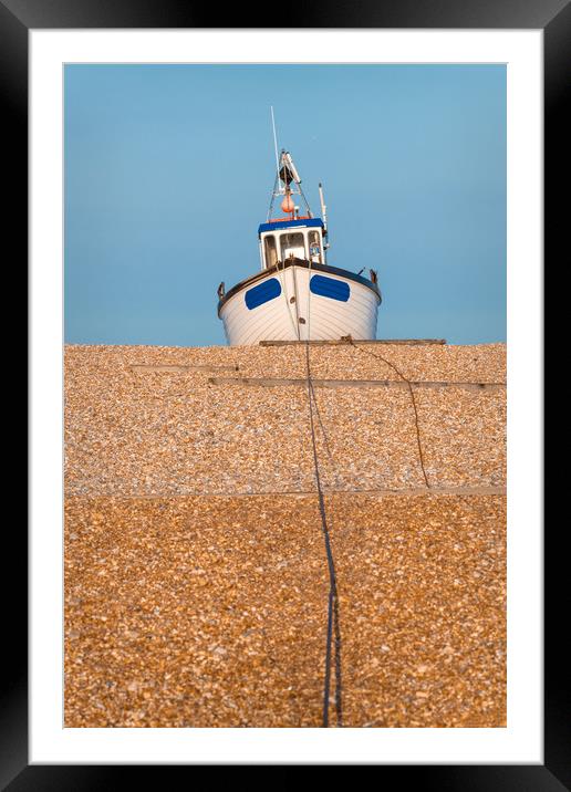 Beached Fishing Boat, Dungeness Beach, Kent, Engla Framed Mounted Print by Dave Collins