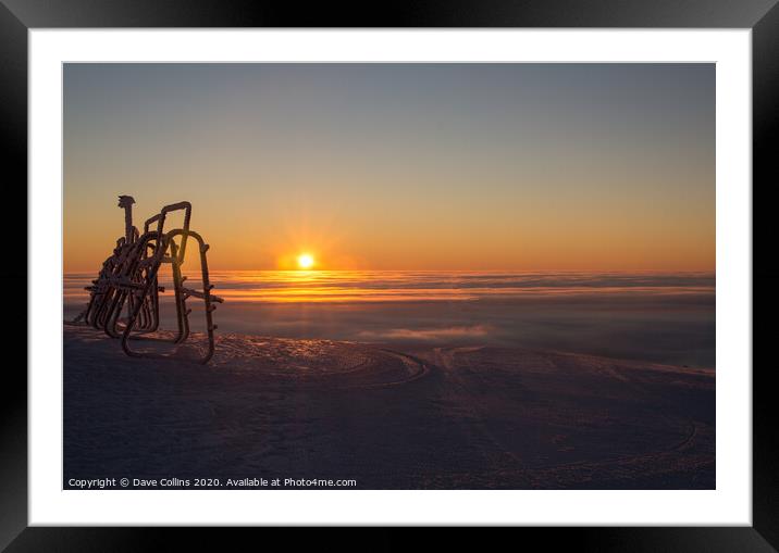 Arctic Sun over mist and Ski Rack, Yllas, Finland Framed Mounted Print by Dave Collins