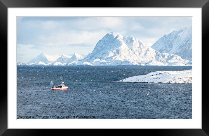 Fishing Boat, Norway in winter Framed Mounted Print by Dave Collins