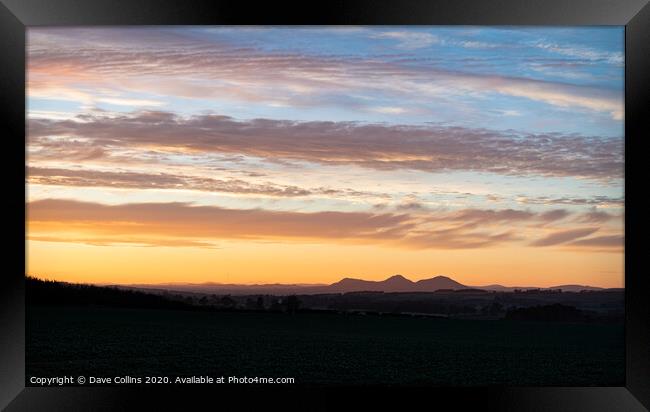 The Eildon hills at Sunset, Scottish Borders, UK Framed Print by Dave Collins