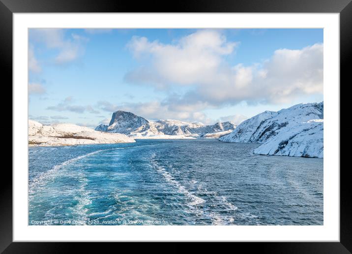 Cruising between the islands in Winter in Norway Framed Mounted Print by Dave Collins