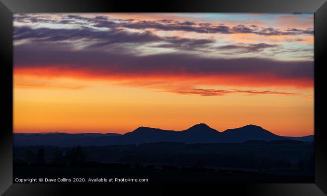 The Eildon hills at Sunset, Scottish Borders, UK Framed Print by Dave Collins