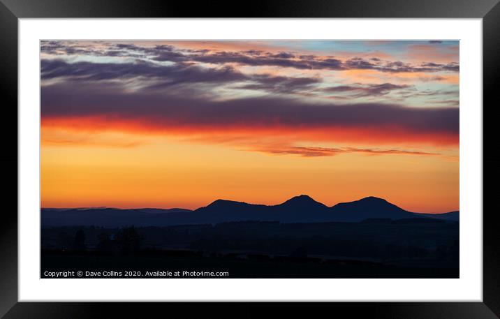 The Eildon hills at Sunset, Scottish Borders, UK Framed Mounted Print by Dave Collins