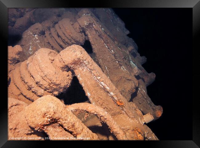 Ship's Engine at bottom of Red Sea Framed Print by Dave Collins