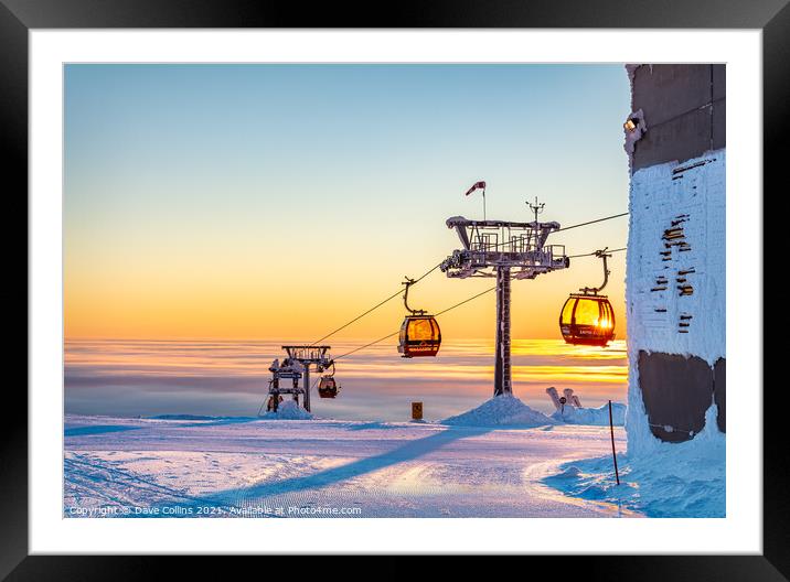 Cable Car Passes Setting Sun, Yllas, Finland Framed Mounted Print by Dave Collins