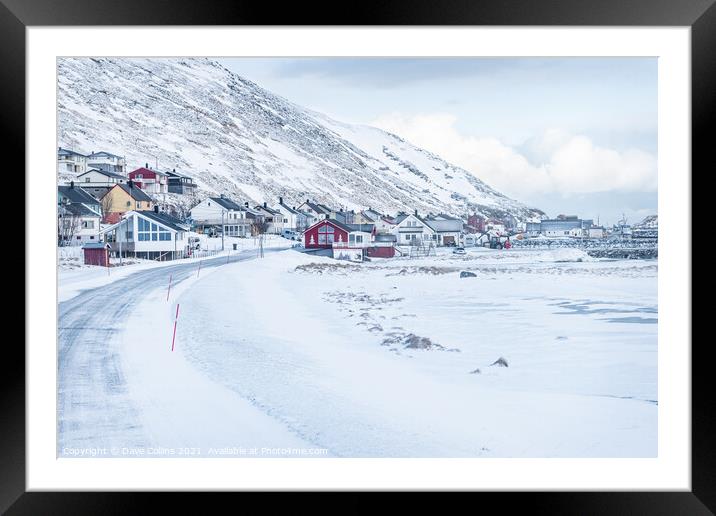 A view of the village in winter, Skarsvag, Norway Framed Mounted Print by Dave Collins
