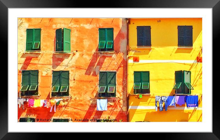 Washing lines of Vernazza, Cinque Terre, Liguria,  Framed Mounted Print by Richard Harris