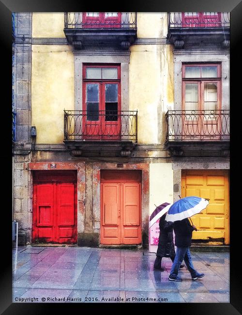 Colourful Porto, Portugal, in the rain Framed Print by Richard Harris