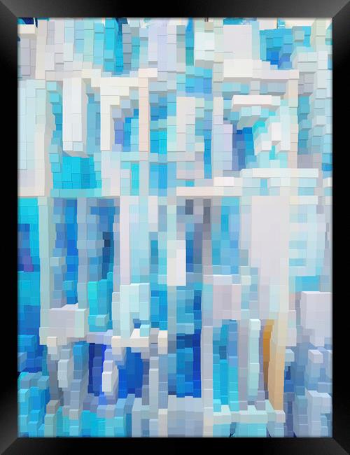Abstract blue pixel pattern Framed Print by Larisa Siverina