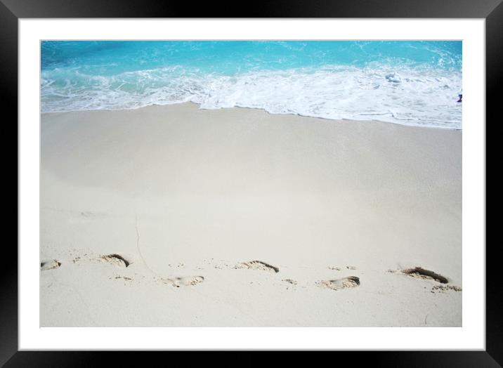 Footprints on a sand Framed Mounted Print by Larisa Siverina