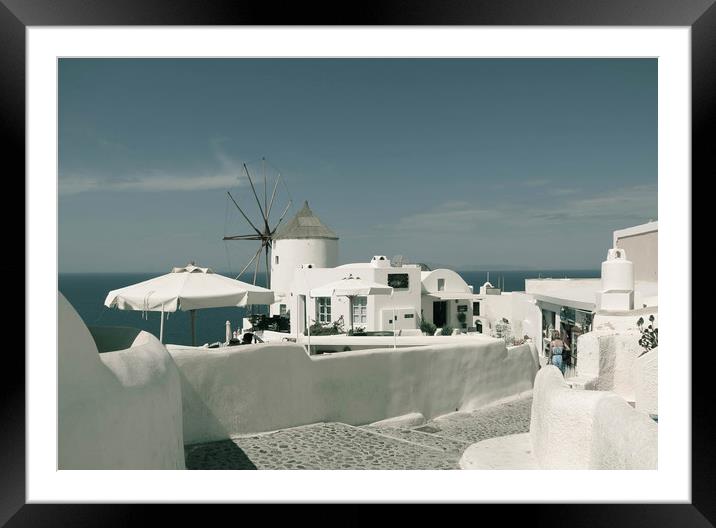 Santorini view, Greece. White city. Framed Mounted Print by Larisa Siverina