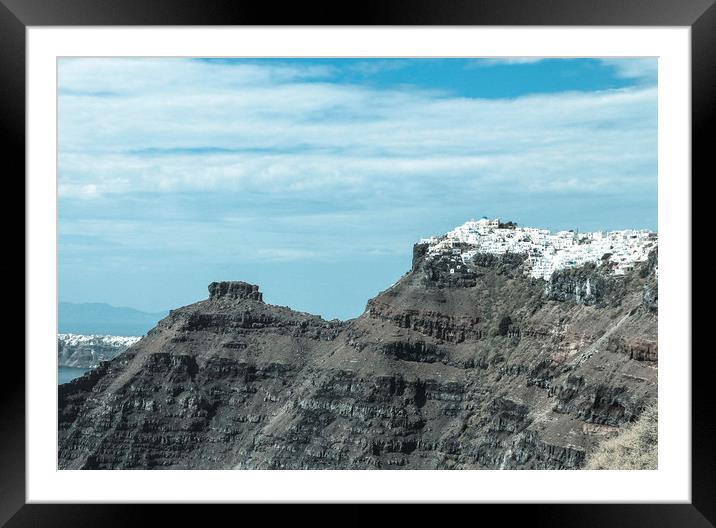 White city on a rocks, island Santorini, Greece Framed Mounted Print by Larisa Siverina