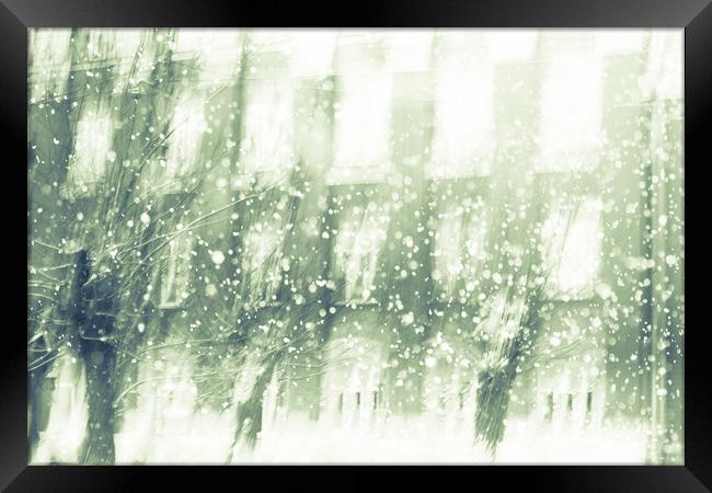 Blizzard in a winter city Framed Print by Larisa Siverina