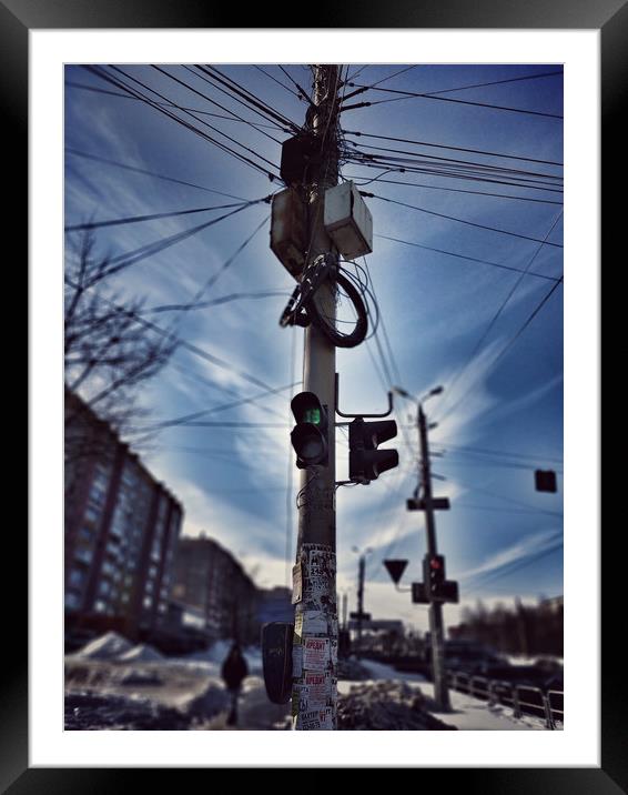 Electric pole Framed Mounted Print by Larisa Siverina