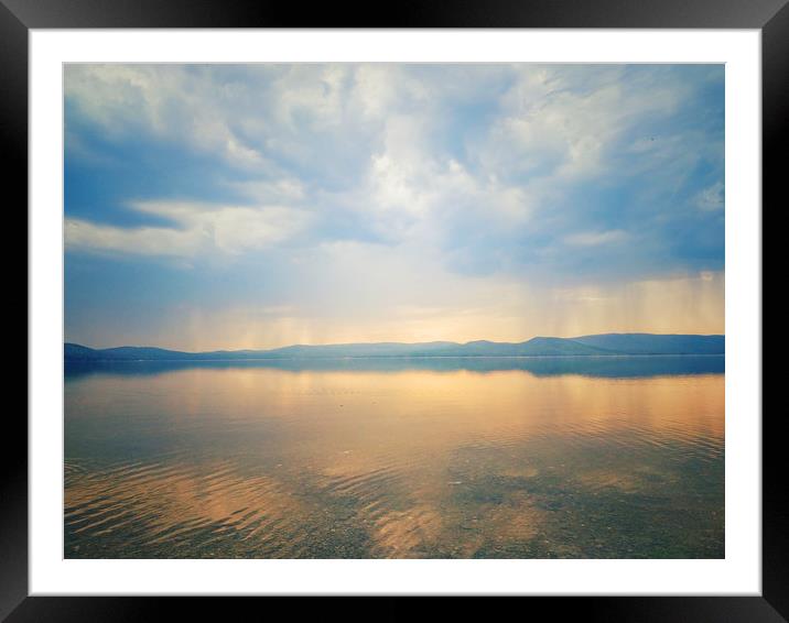Sunset on the Lake Turgoyak Framed Mounted Print by Larisa Siverina