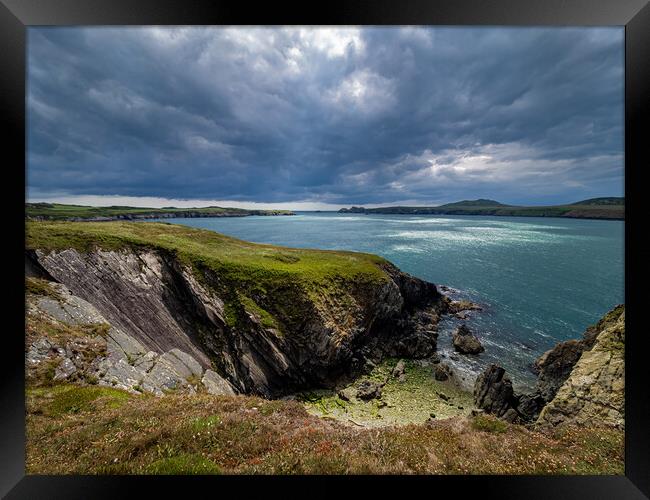 Whitesands, Pembrokeshire - Dramatic Sky. Framed Print by Colin Allen