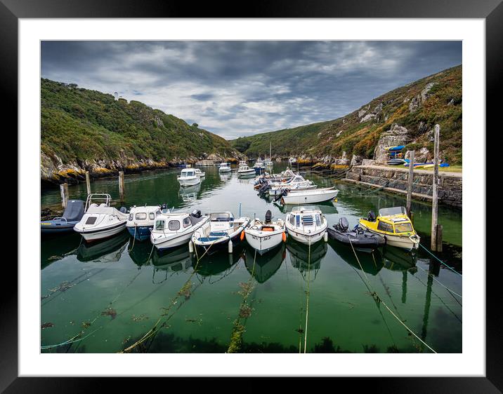 Porthclais Harbour A Turquoise Gem Amidst Dark Sea Framed Mounted Print by Colin Allen