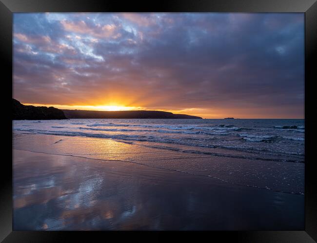 Broad Haven Beach at Sunset. Framed Print by Colin Allen