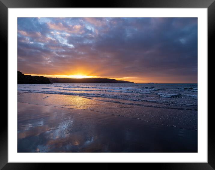 Broad Haven Beach at Sunset. Framed Mounted Print by Colin Allen