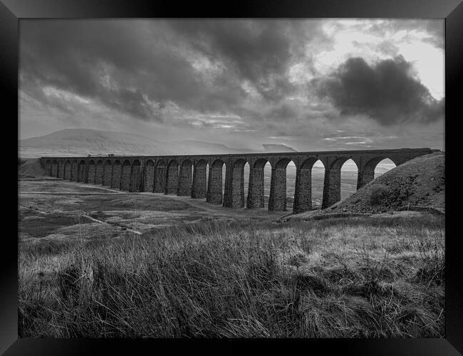 Ribblehead Viaduct - Monochrome Framed Print by Colin Allen