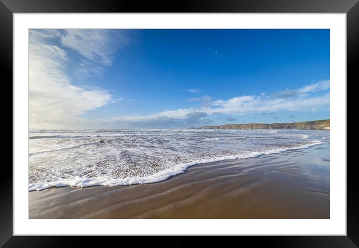 The Beach at Newgale in Winter. Framed Mounted Print by Colin Allen