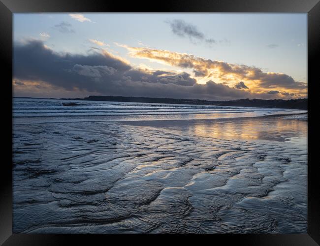Sunset at Amroth Beach, Pembrokeshire, Wales. Framed Print by Colin Allen
