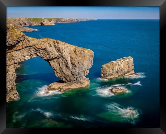 Green Bridge,  Stack Rocks, Pembrokeshire Framed Print by Colin Allen