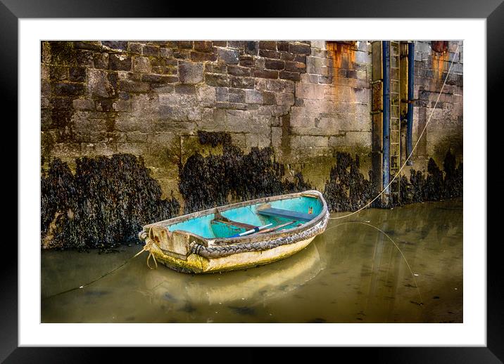 The Blue Boat in Tenby Harbour. Framed Mounted Print by Colin Allen