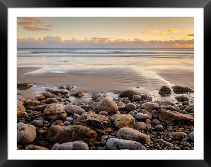  Golden Sunset at Morfa Bychan Beach, Pendine. Framed Mounted Print by Colin Allen