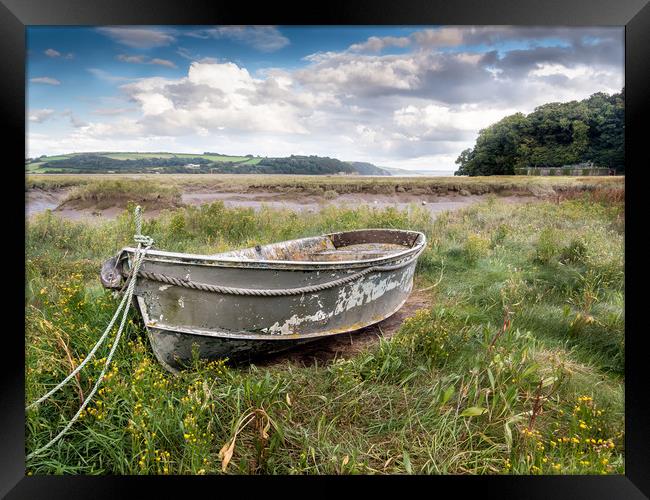 The Grey Boat at Laugharne. Framed Print by Colin Allen