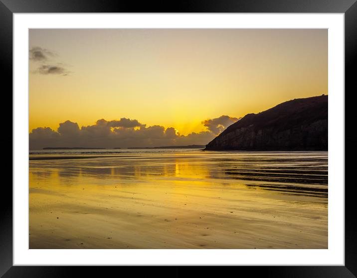 Golden Sunset at Pendine, Framed Mounted Print by Colin Allen
