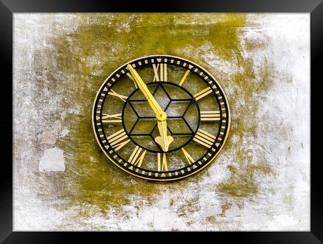 Time and Decay.-  The Clock St James Church, Manor Framed Print by Colin Allen