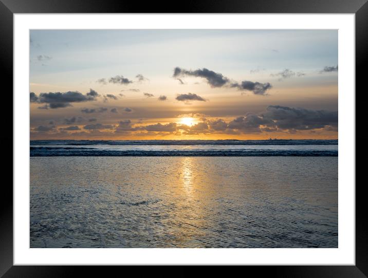Sunset on Newgale Beach. Framed Mounted Print by Colin Allen
