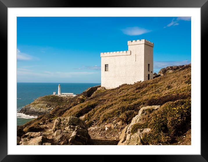 Elin's Tower and South Stack Lighthouse, Anglesey. Framed Mounted Print by Colin Allen