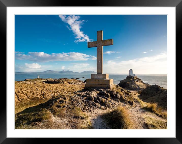 The Cross at Llanddwyn Island, Anglesey. Framed Mounted Print by Colin Allen