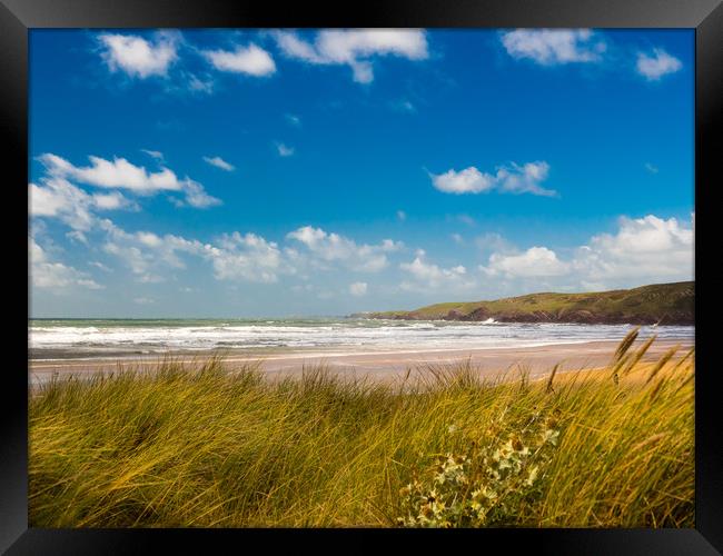 Freshwater West - White Surf Framed Print by Colin Allen
